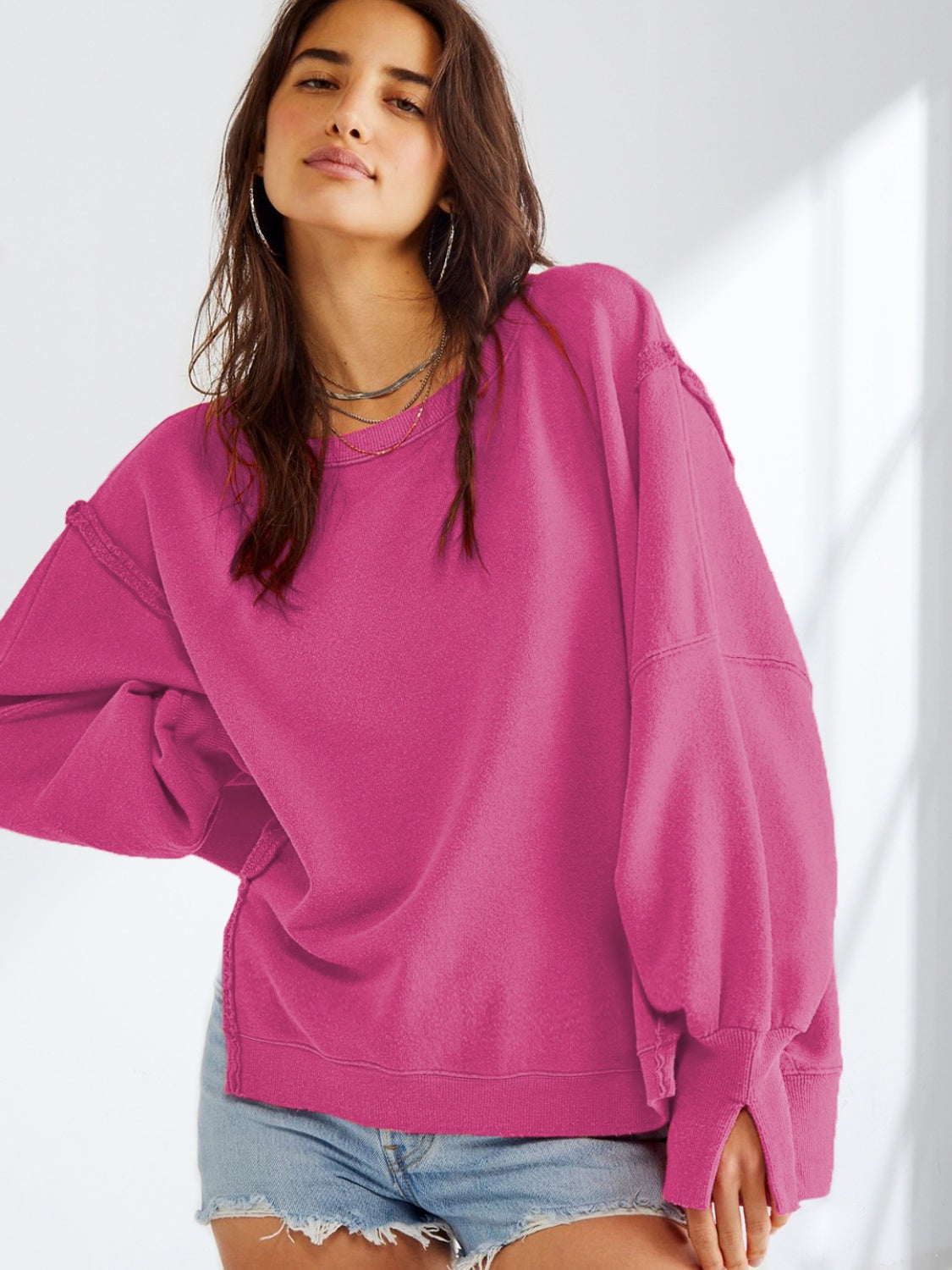 Slit Dropped Shoulder T-Shirt