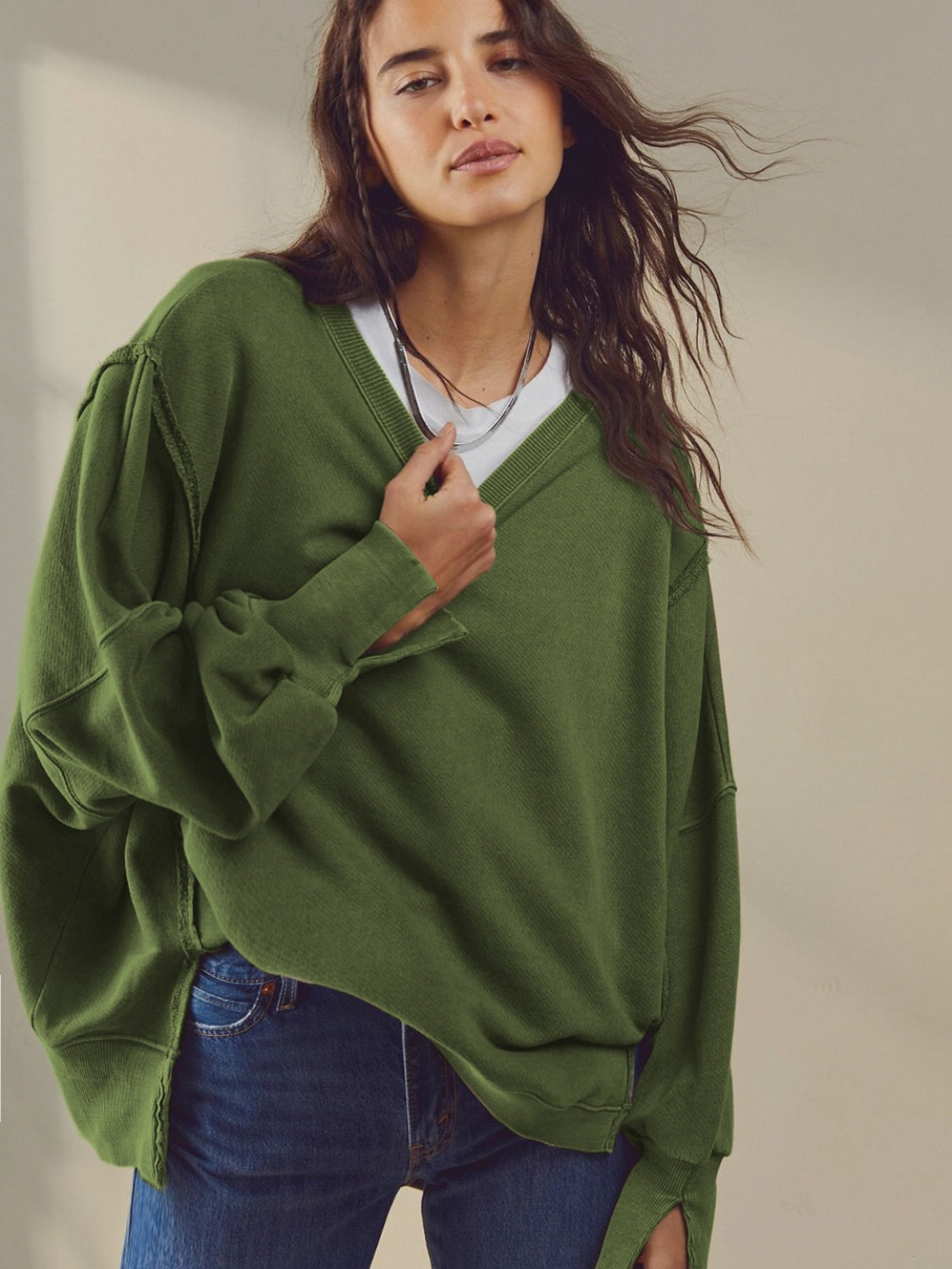 Slit Dropped Shoulder T-Shirt