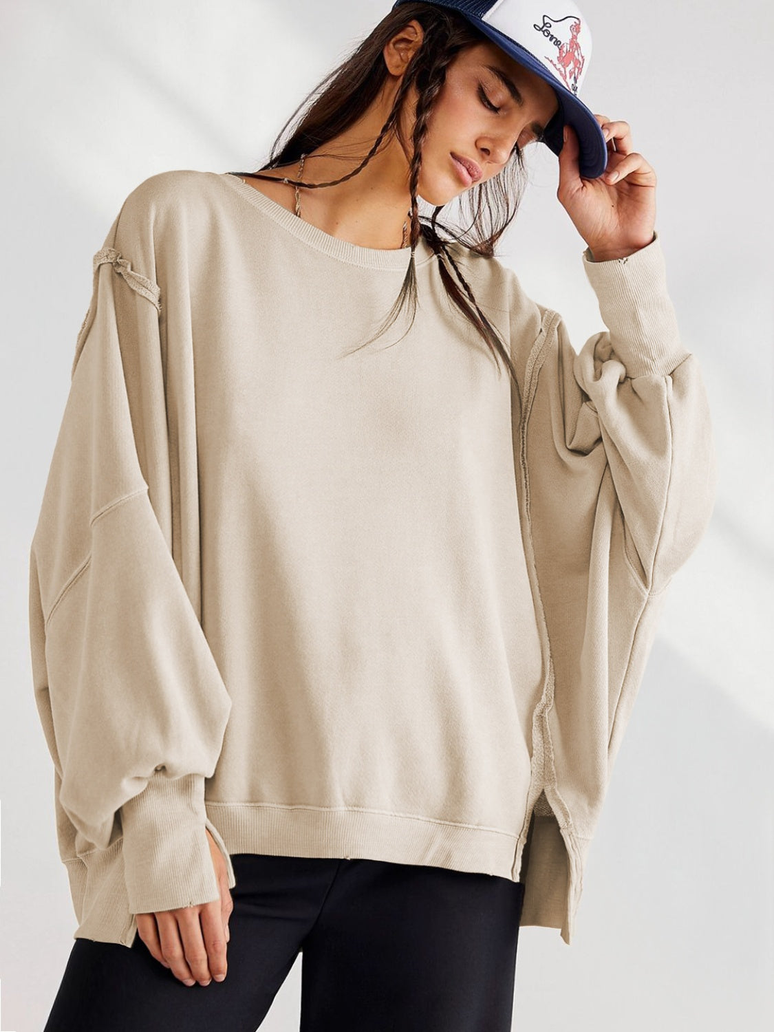 Slit Dropped Shoulder T-Shirt