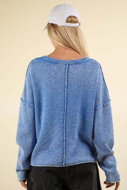 VERY J Mineral Washed Exposed Seam Sweater