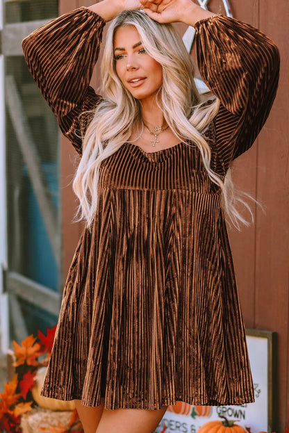 Square Neck Long Sleeve Mini Dress