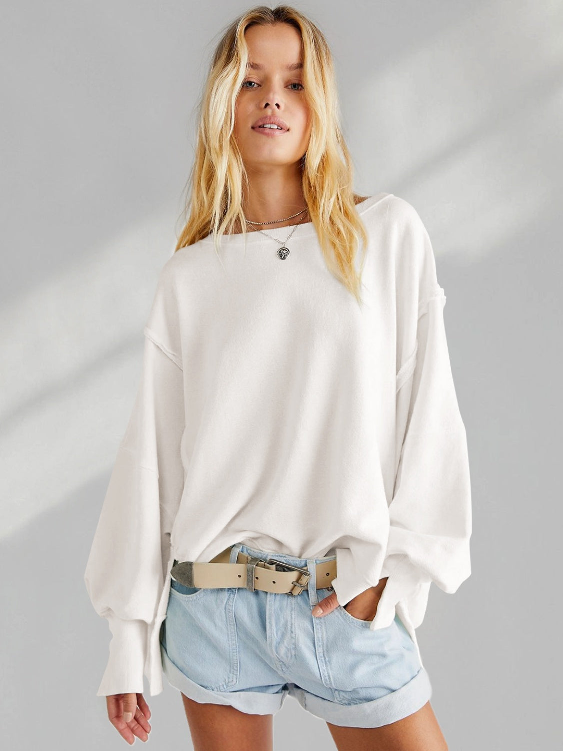 Slit Dropped Shoulder T-Shirt