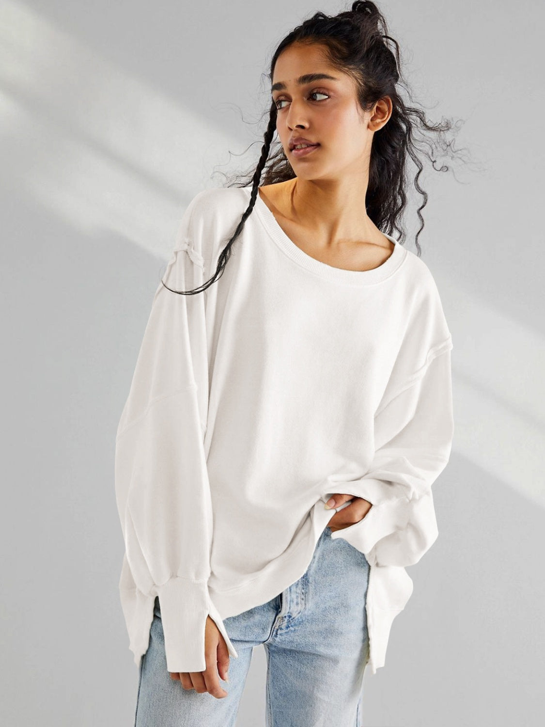 Slit Dropped Shoulder T-Shirt