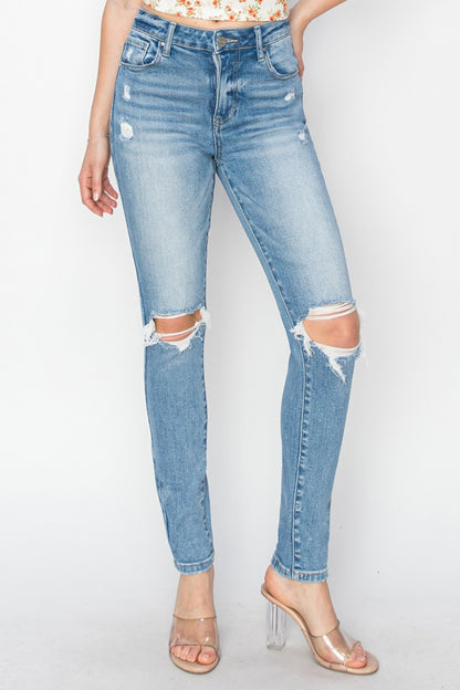 Risen Full Size High Rise Knee Distressed Skinny Jeans